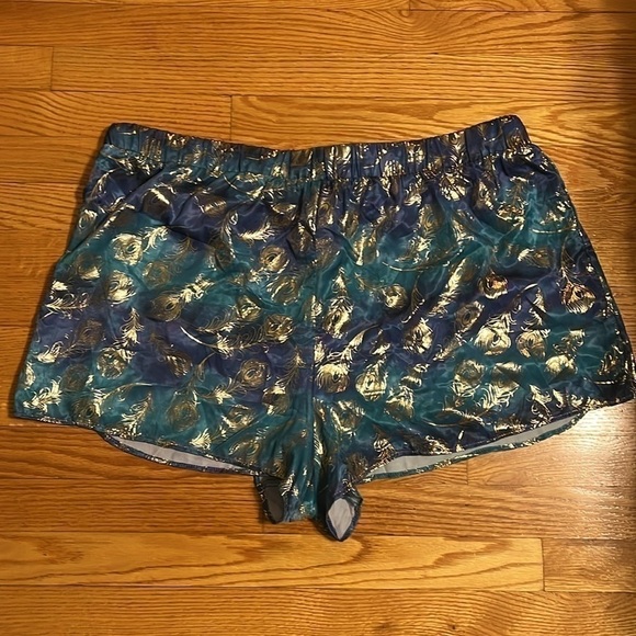 Disney’s Aladdin Gold Feather Print Teal Lightweight Pajama Shorts 2XL - Picture 5 of 6